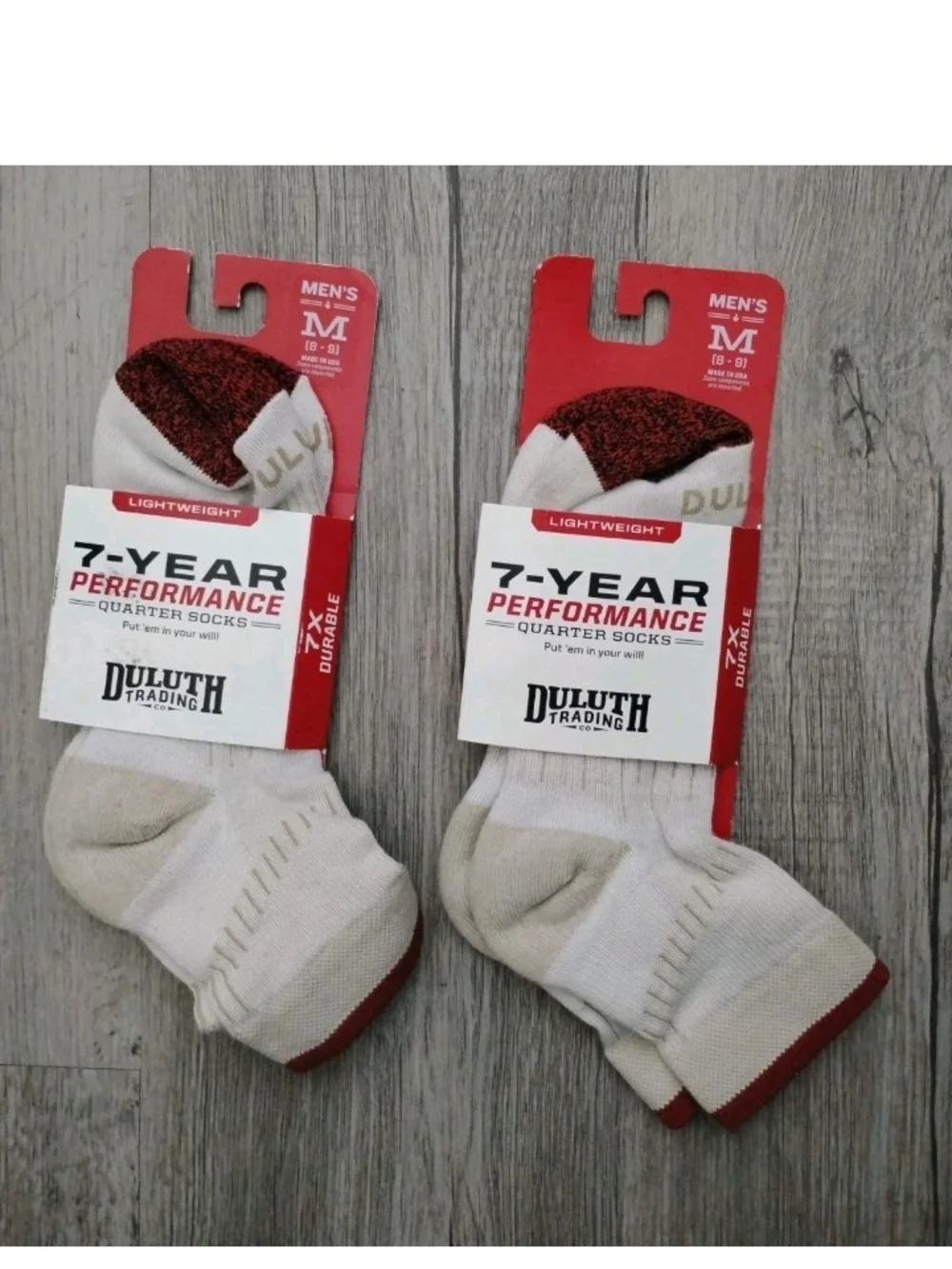 Duluth Trading Co Men's M 7-Year Performance Quarter Socks Oatmeal NEW LOT of 2